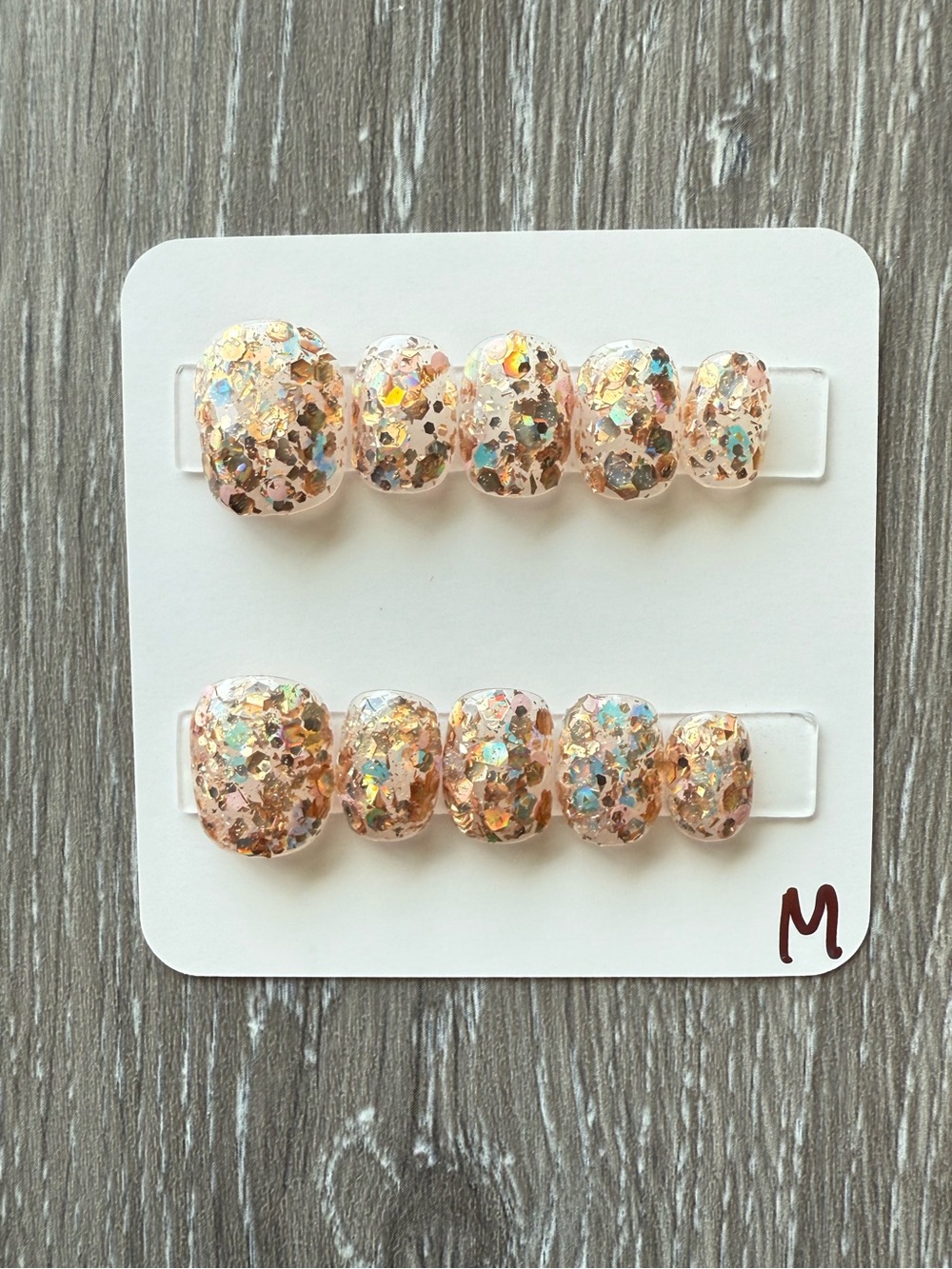 Peach Glitter Press-On Nails Set — Sparkling Peach Accent